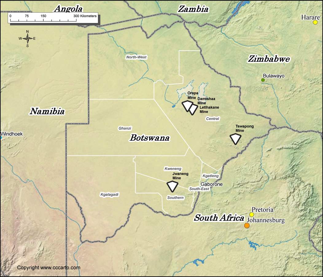 Bosswana Diamond Mines Map